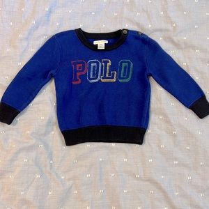 Like new Polo 18M sweater with rainbow colored letters